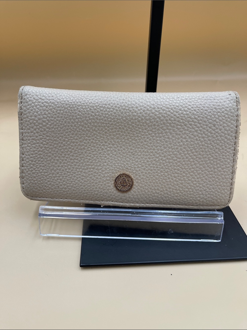 Anne Klein Leather Snap Closure Wallet in Light Beige